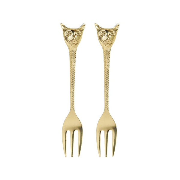 Set of Brass Cat Forks
